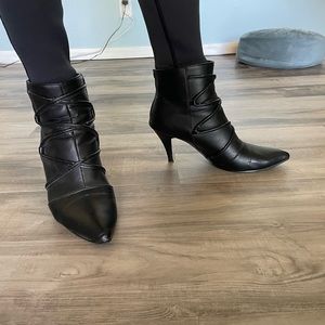 Stiletto Black Leather Heels Women’s Size 11.5/ Men’s 10